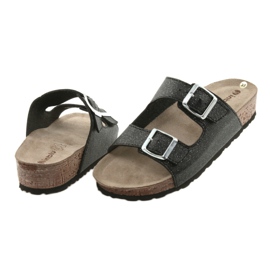 Svarta Inblu NM013 svarta tofflor för kvinnor med silverpartiklar 4