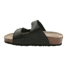 Svarta Inblu NM013 svarta tofflor för kvinnor med silverpartiklar 2