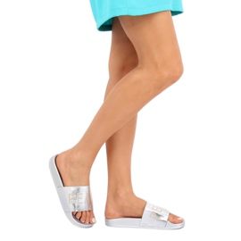 Silver metalliska tofflor WL169 Silver grå 1