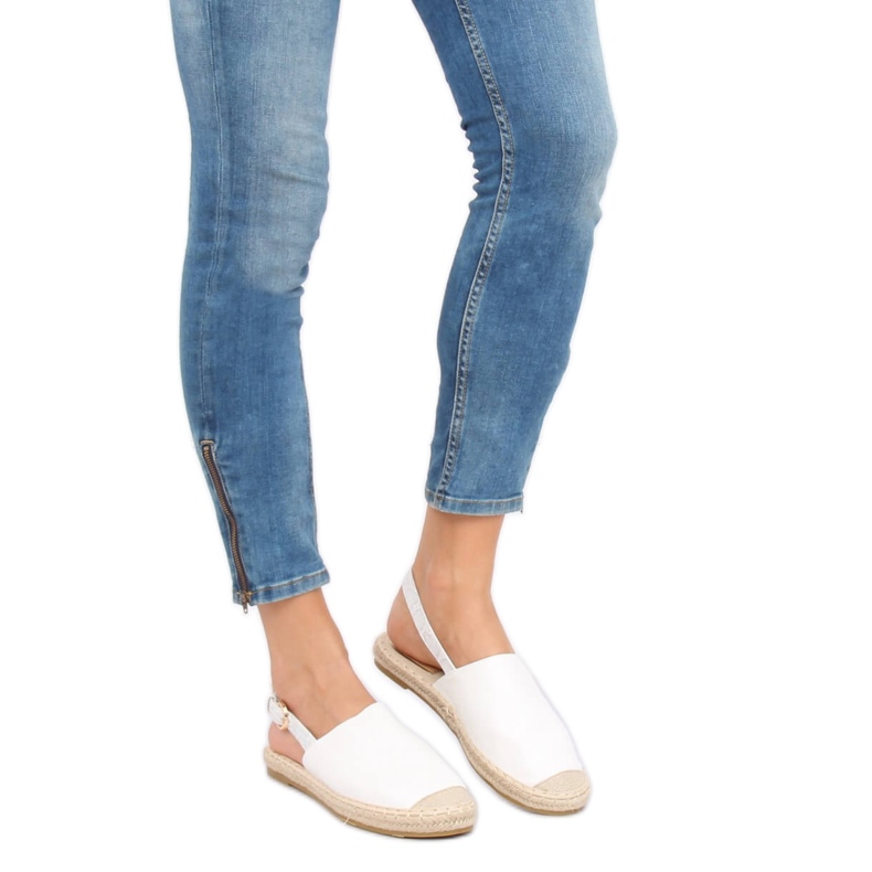 Vit HH-119 Vit espadriller med öppen häl 1