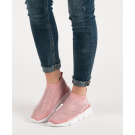 Textil sportskor med kristaller rosa 1