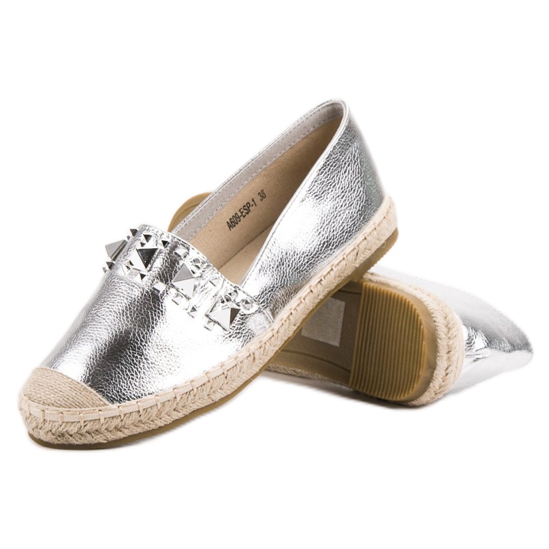 Bestelle Silver Espadriller med dubbar grå 2