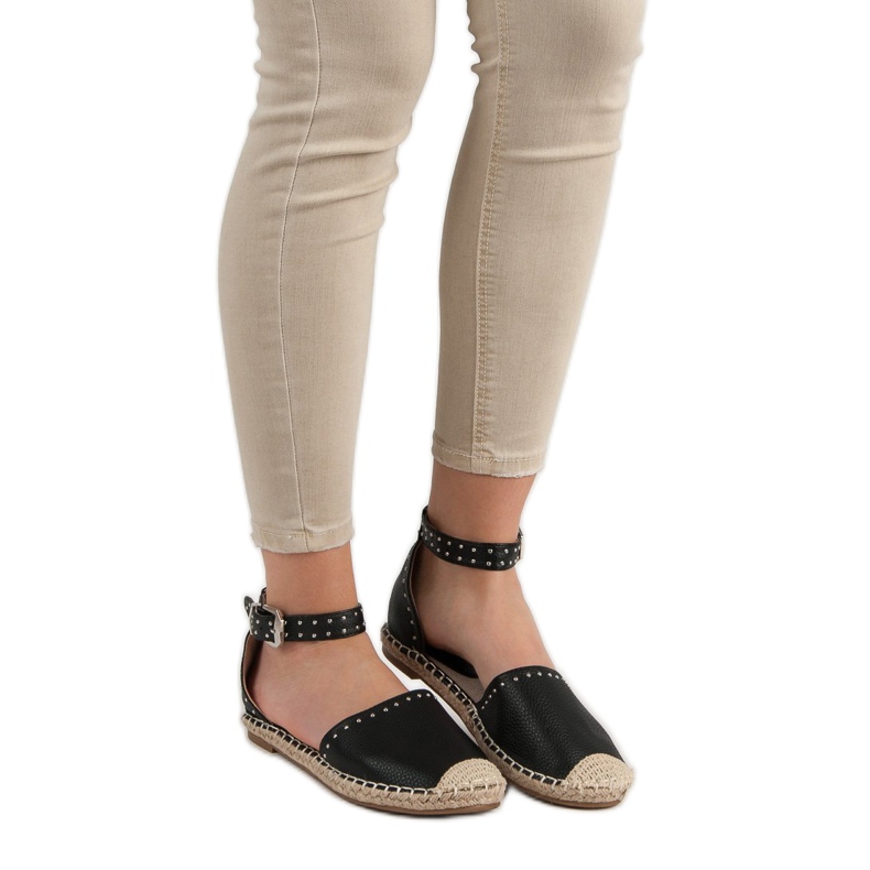 Best Shoes Espadrilles med jetplan svart 2