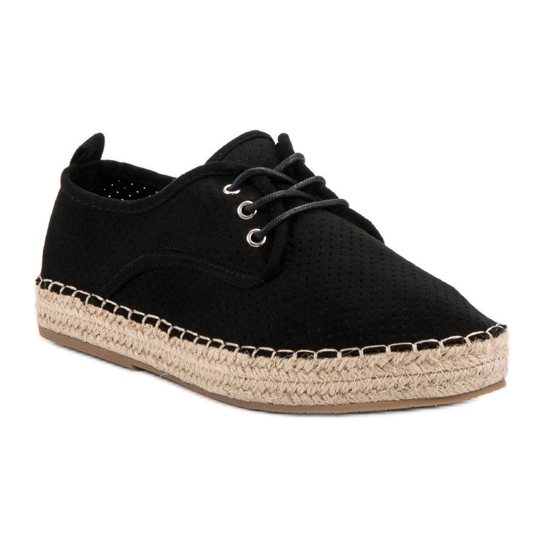 Ideal Shoes Snörad Espadrilles svart 2
