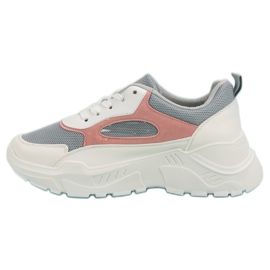 Sneakers på plattformen vit grå rosa 1