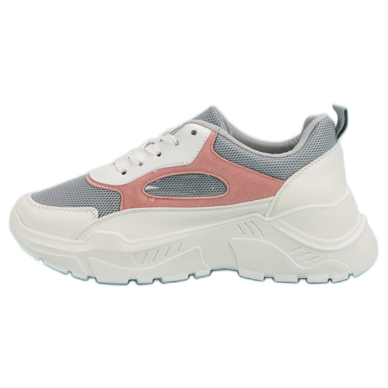 Sneakers på plattformen vit grå rosa 1