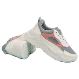 Sneakers på plattformen vit grå rosa 2