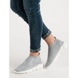 Textil sportskor med kristaller grå 1