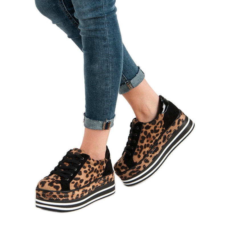 Weide Sneakers på plattformen brun 1