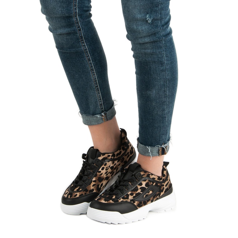 Animal Print Black Sneakers svart brun 2