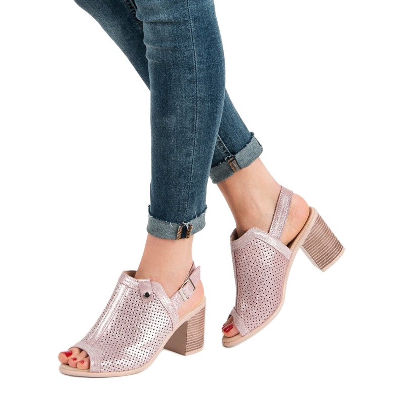 Filippo Läderklädda sandaler rosa 2