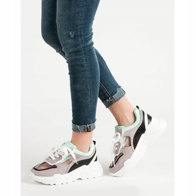 SHELOVET Transparenta sneakers på plattformen grå 1