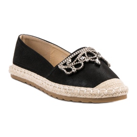Ideal Shoes Svarta espadriller med prydnader 1