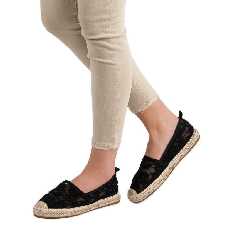 Lucky Shoes Svart spets Espadrilles 2