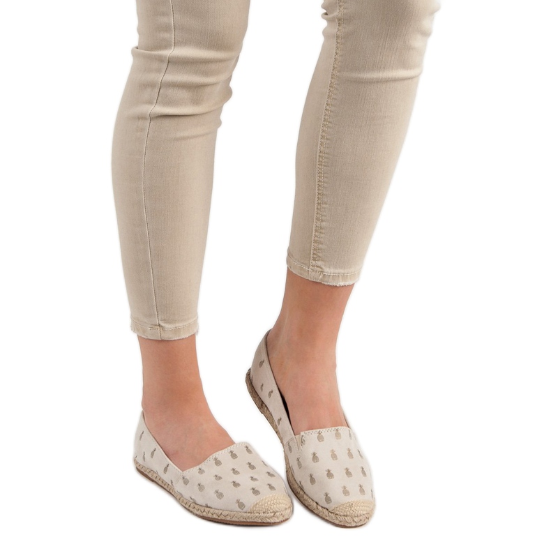 Lucky Shoes Beige Espadrilles i ananas 1