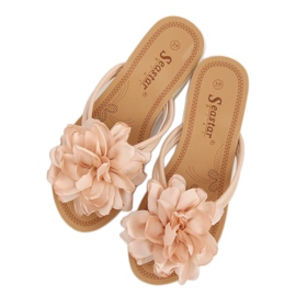 Flip-flops med blomma beige CK103 Beige 1