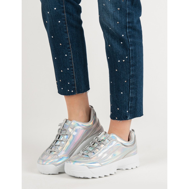 Holo silverlackade sneakers grå 2