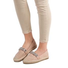 Bestelle Mocka Espadrilles Med Kristaller brun 2