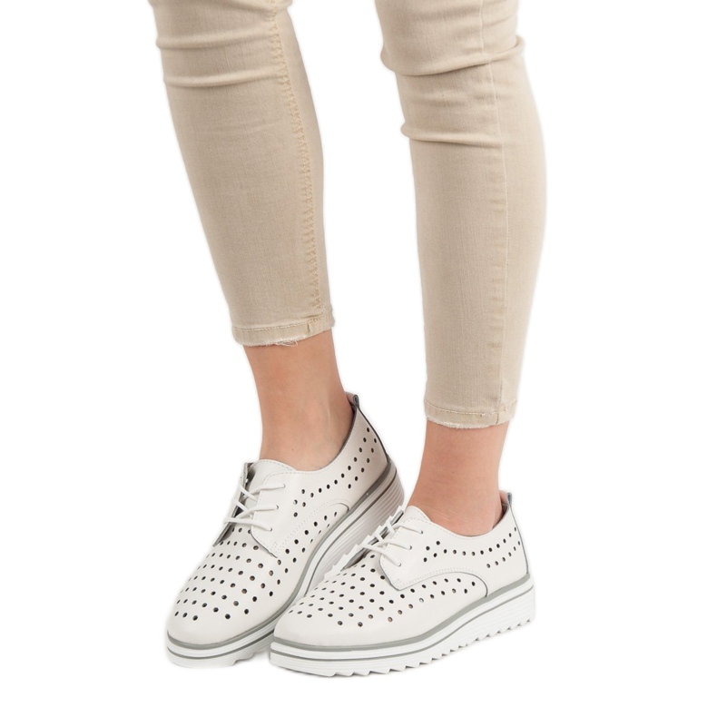 Kylie Läder Openwork skor vit 2 Kylie Läder Openwork skor vit 2