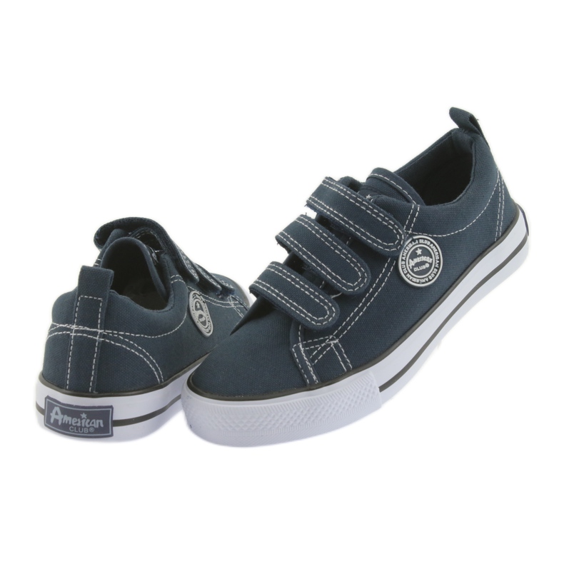 American Club marinblå kardborreband vit 4