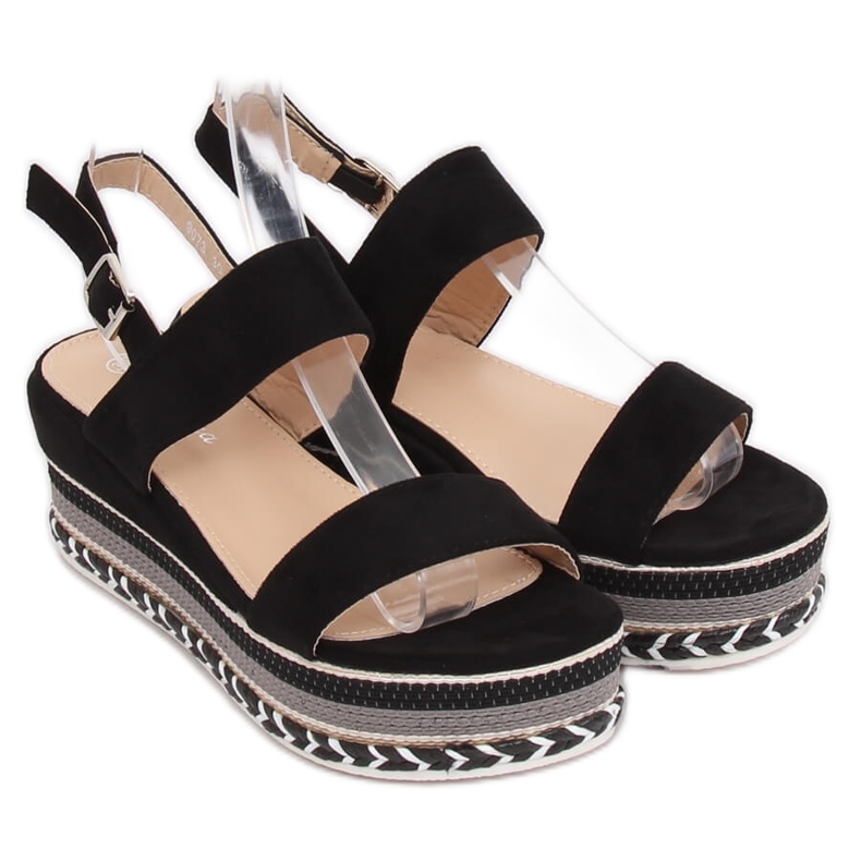 Sandaler med hög sula svart 9073 Svart 2