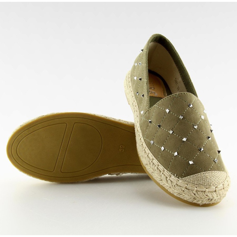 Espadrilles med studs grön 5481 Green II-GAT 1