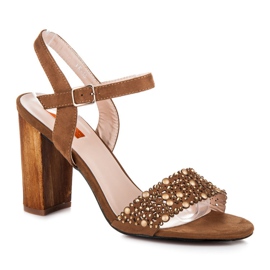 Beauty Girl'S Openwork sandaler på höga klackar brun 1