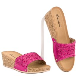 Primavera Tofflor På En Kork Kil rosa 1