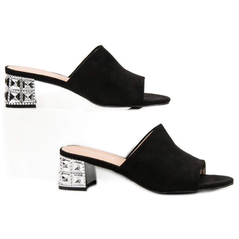 Lucky Shoes Sandaler med högklackat mocka svart 2