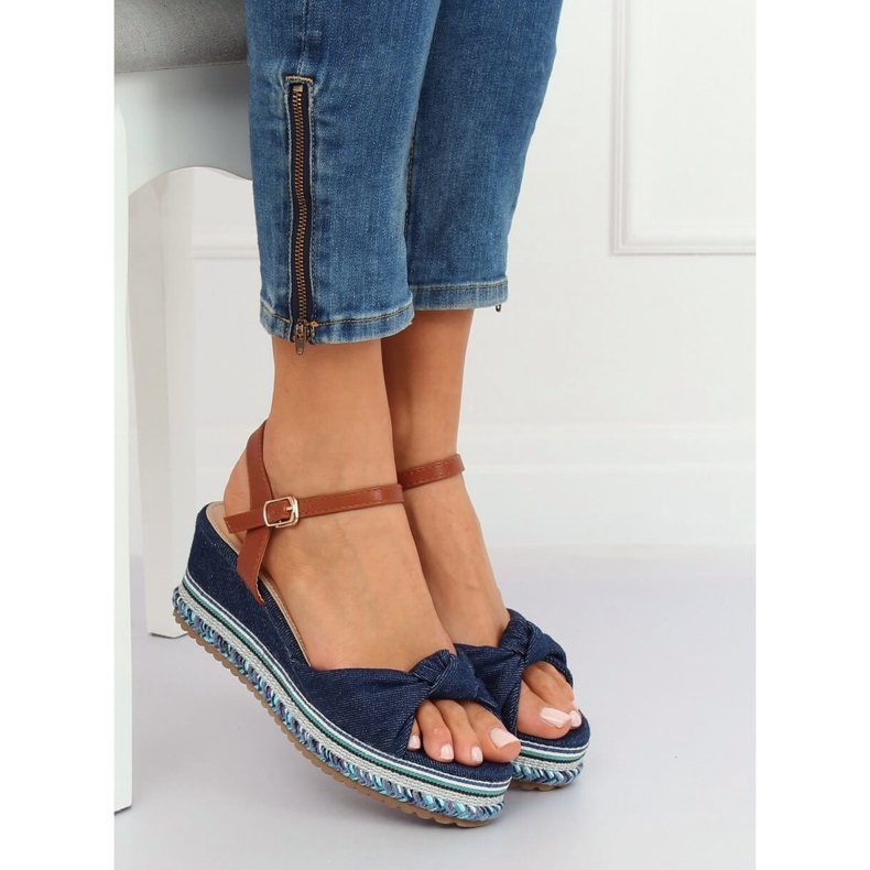 Sandaler på kilklack marinblå B165 Navy 2