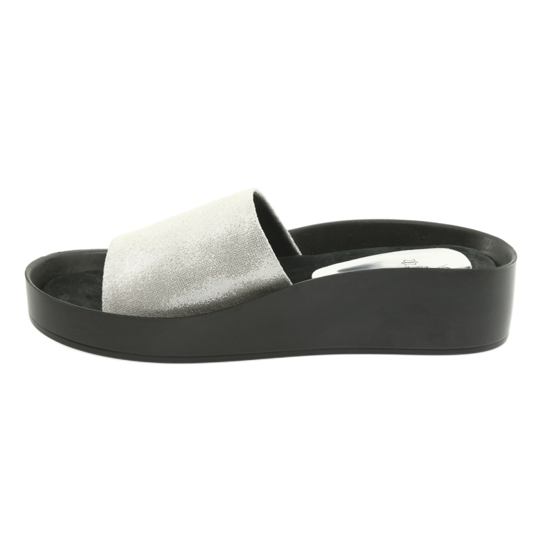 Silverfärgade profilerade tofflor Filippo 768 grå 2