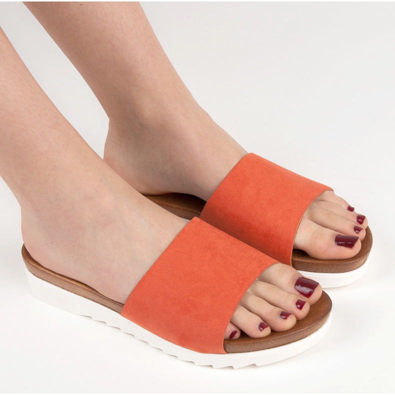 Orange VINCEZA tofflor i mocka 1