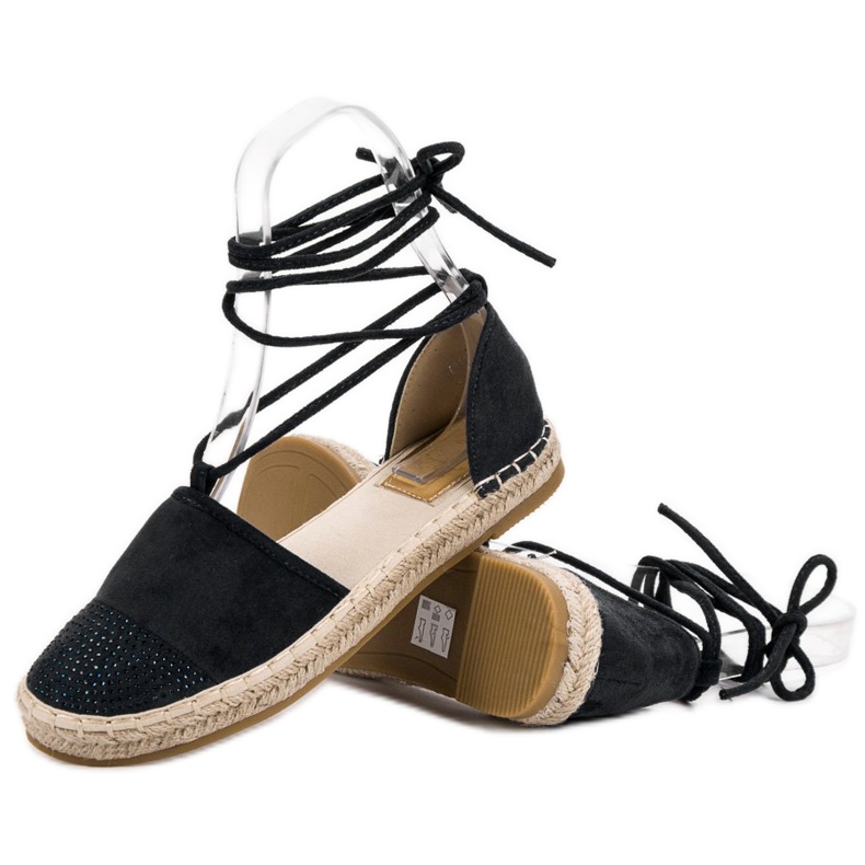 Seastar Bundet Espadrilles med kristaller svart 1