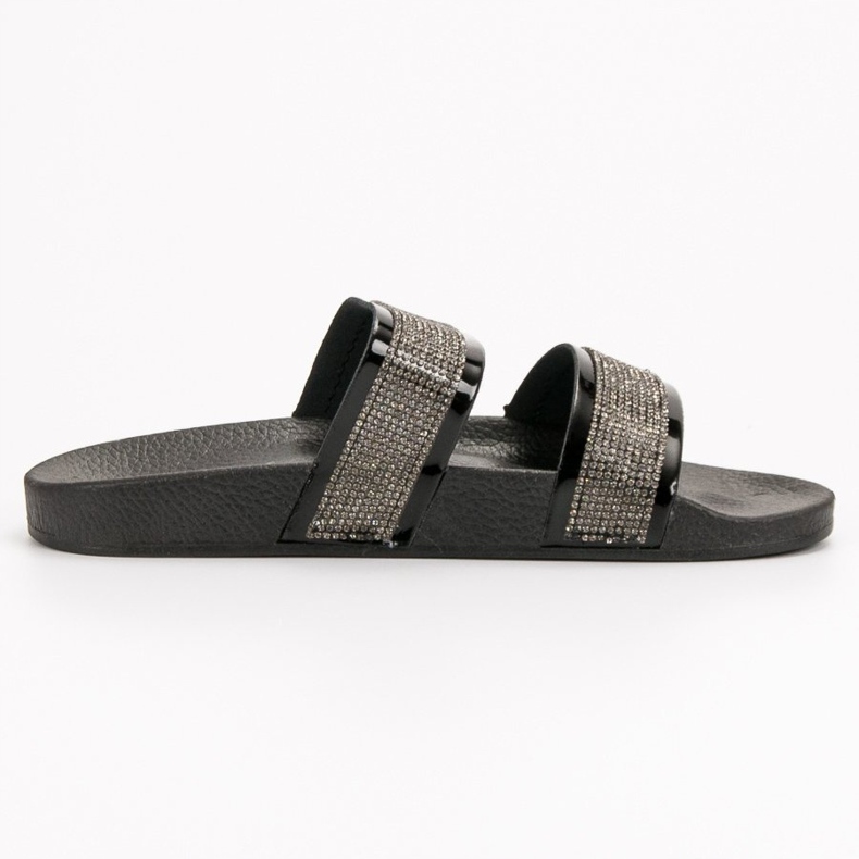 Seastar Svarta tofflor med kristaller 1