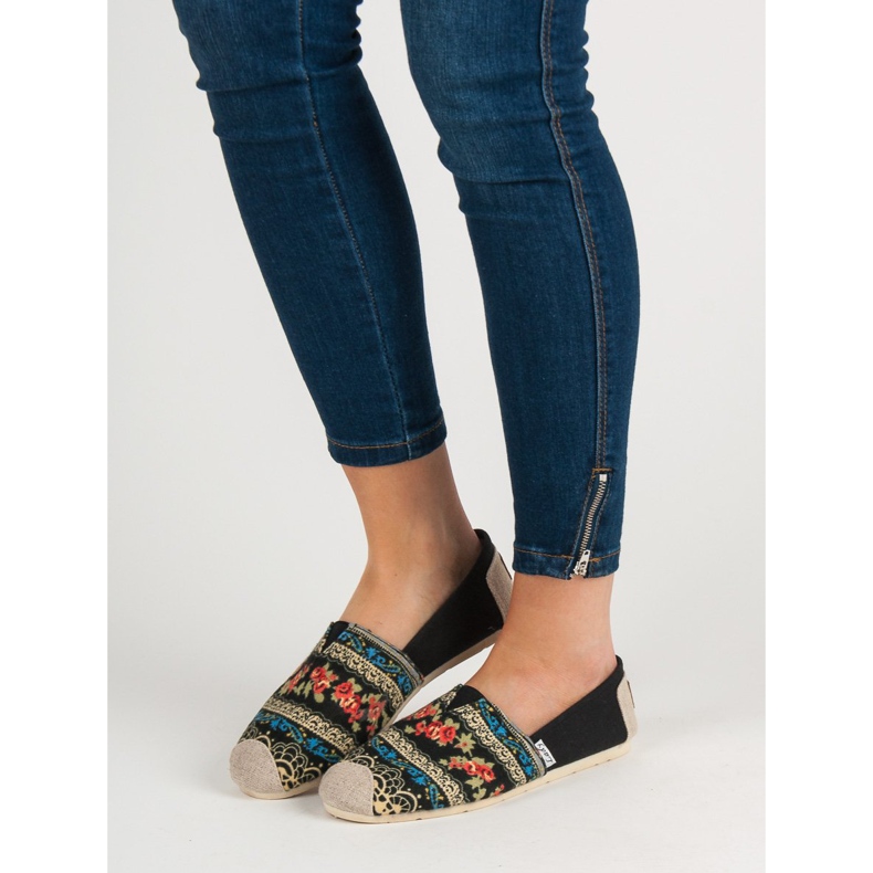 Lady Fashion Slip On Boho Sneakers svart mångfärgad 1