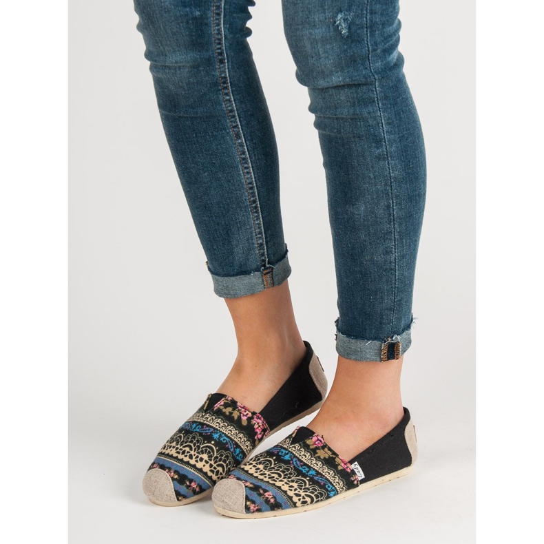 Lady Fashion Slip On Boho Sneakers svart mångfärgad 1