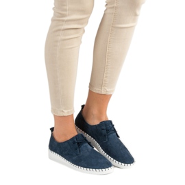 Openwork läderskor blå 1