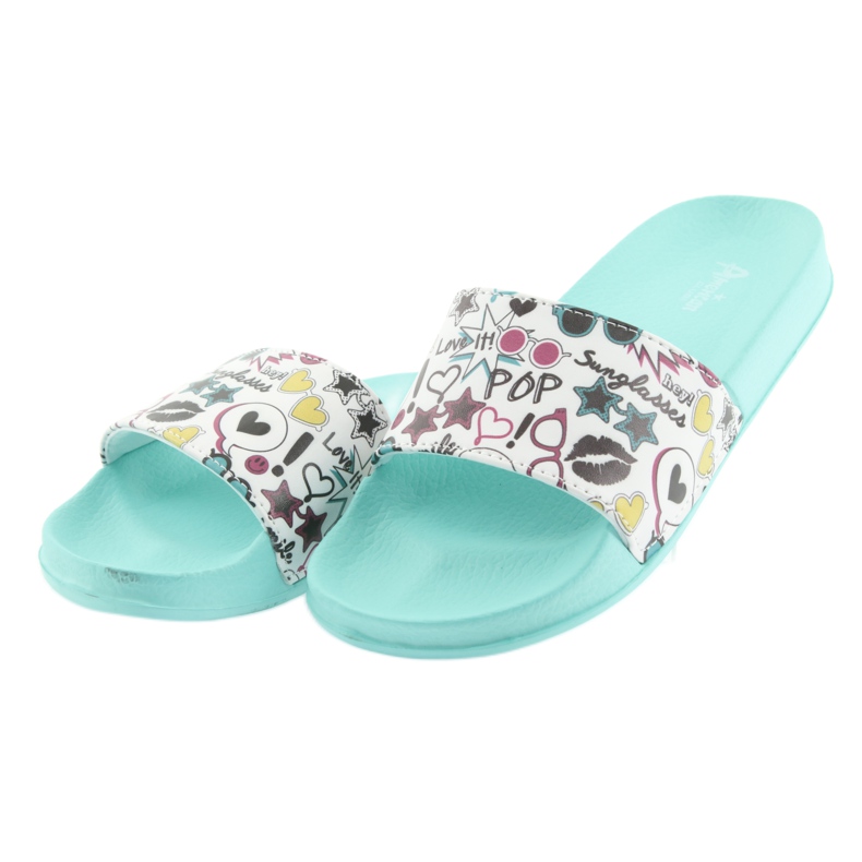 American Club gröna profilerade solglasögon tofflor vit svart rosa 3