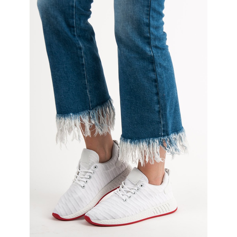 SHELOVET Trendiga textilskor vit 1