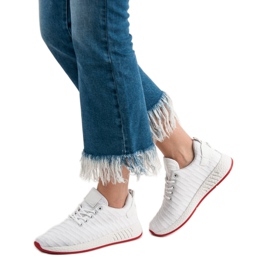 SHELOVET Trendiga textilskor vit 2