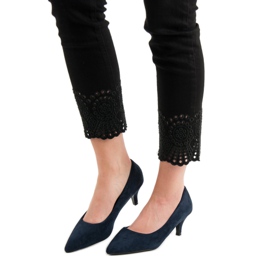 Nio Nio Låg marinblå höga klackar 2