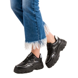 SHELOVET Svarta sneakers med Holo -effekt 2