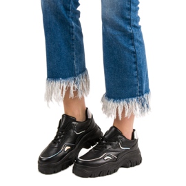 SHELOVET Svarta sneakers med Holo -effekt 1