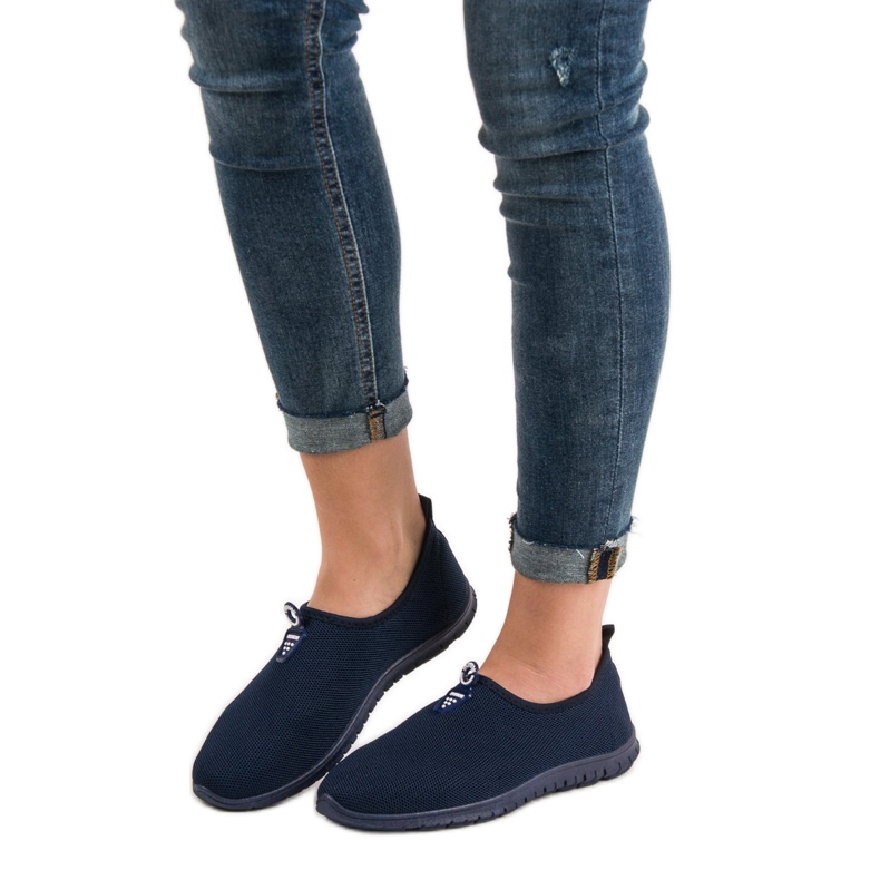 SHELOVET Marinblå slip-on sneakers 2