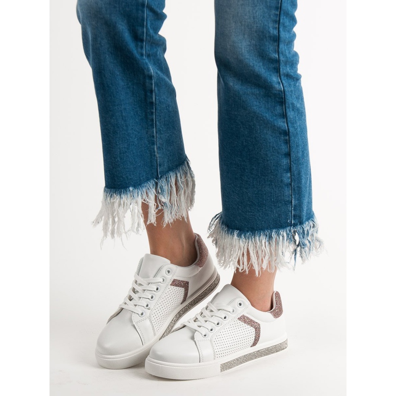 Ideal Shoes Sportskor med Cubic Zirconia vit 1