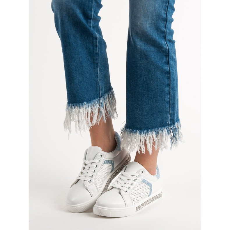 Ideal Shoes Sportskor med Cubic Zirconia vit 1