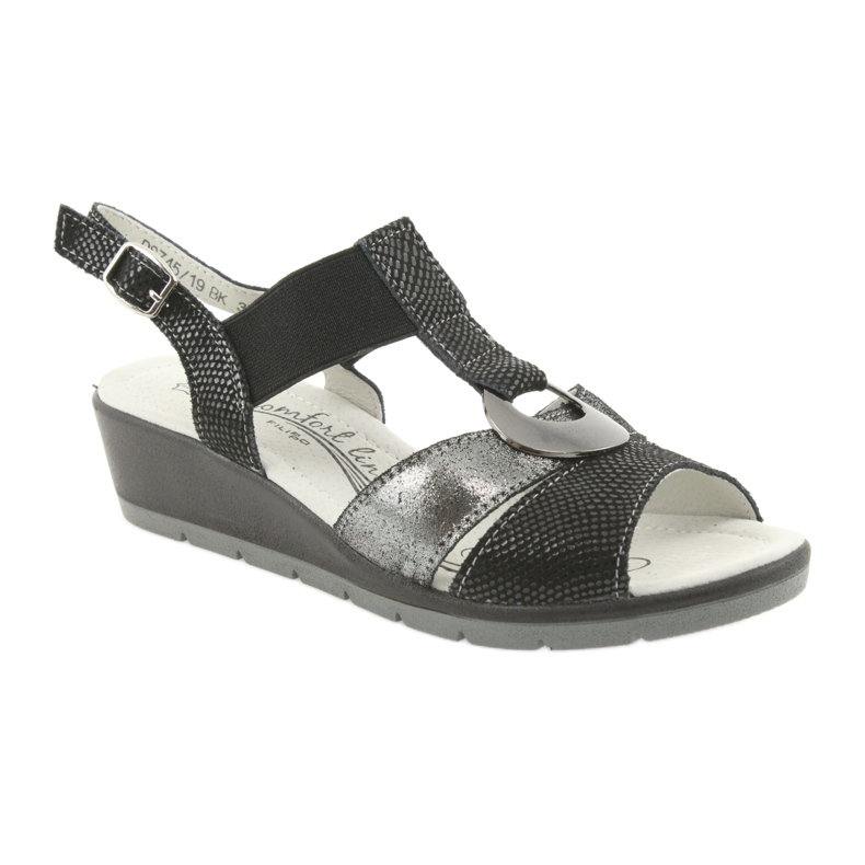 Filippo Bekväma sandaler med kilkilor svart grå 1