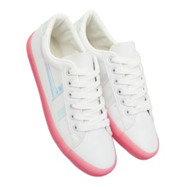 Kvinnors vita och rosa sneakers B0-08 WHITE / PEACH 1