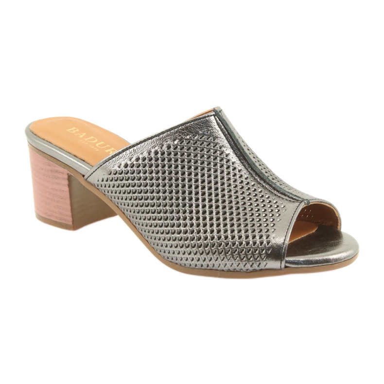 Badura Women's OpenWork Leather Caps 5311 Silver grå 1