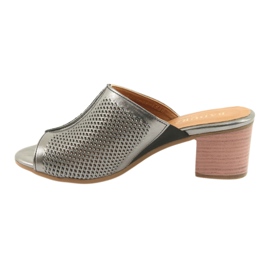 Badura Women's OpenWork Leather Caps 5311 Silver grå 2